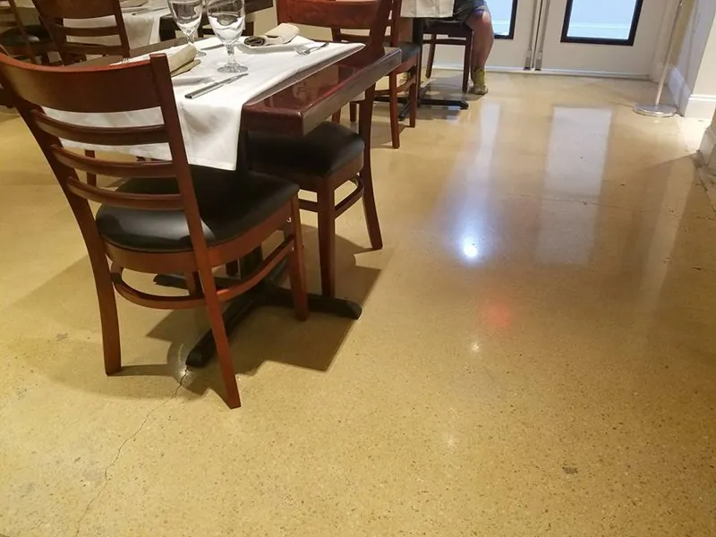 Cream polished restaurant floor
