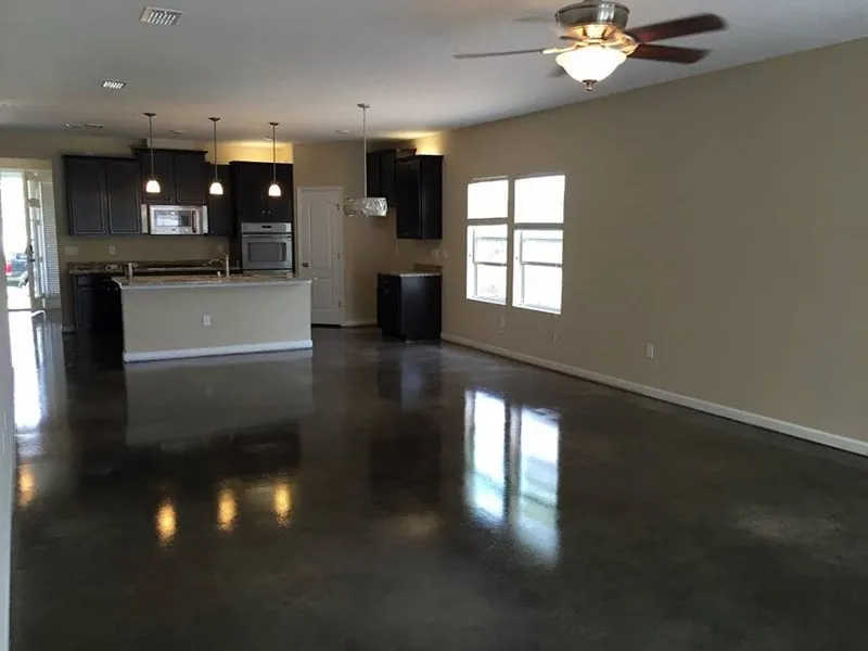 Dark stained concrete kitchen