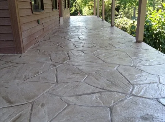 Stamped flagstone walkway